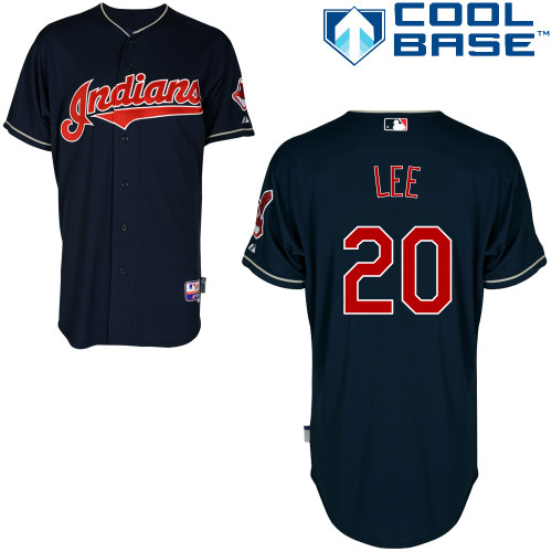 CC Lee #20 MLB Jersey-Cleveland Indians Men's Authentic Alternate Navy Cool Base Baseball Jersey